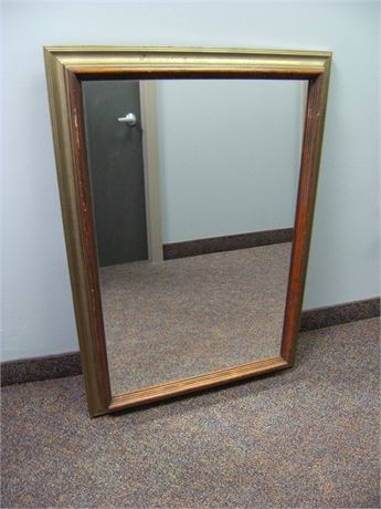 Modern Large Mirror with gold accents -used condition with wear frame - 42 x 29