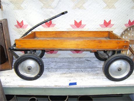 Old Wood Wagon - perfect for fall to display pumpkins - used, some wear 15x42x18