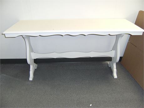 Very Solid Wood Sofa Table - painted light taupe color, little wear, 30Tx60Lx20W