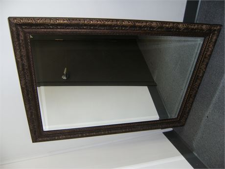 Large Wall Mirror - rubbed gold/bronze accent frame, very nice 42x29